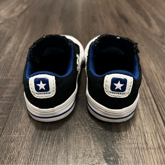 Converse Star Player Infant Double Velcro Black Rush Blue White Shoes - Picture 5 of 12